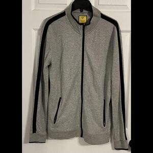 Prince & Fox Men’s Mock Neck Zip Up Jacket Size Large Gray And Black With Pocket